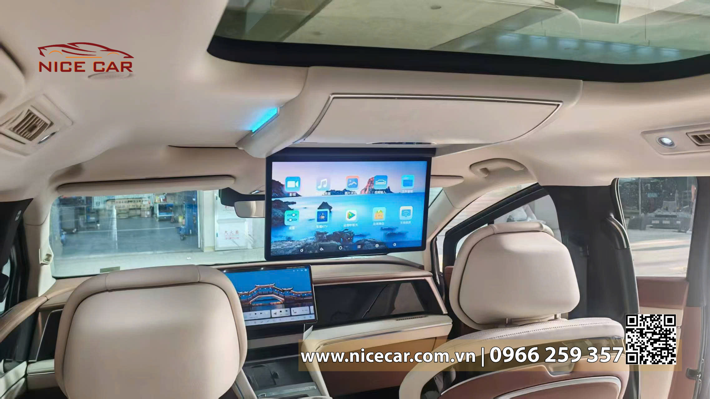 tivi ốp trần xe byd m9